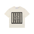 Ami Paris Stripe Box Signature Script Print Short Sleeve Tee — Off White