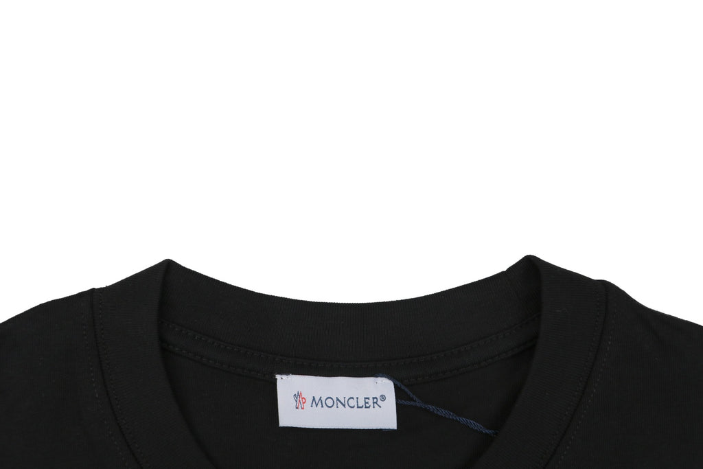 Moncler Oversized M Badge Towel Embroidery Short Sleeve Tee — Black
