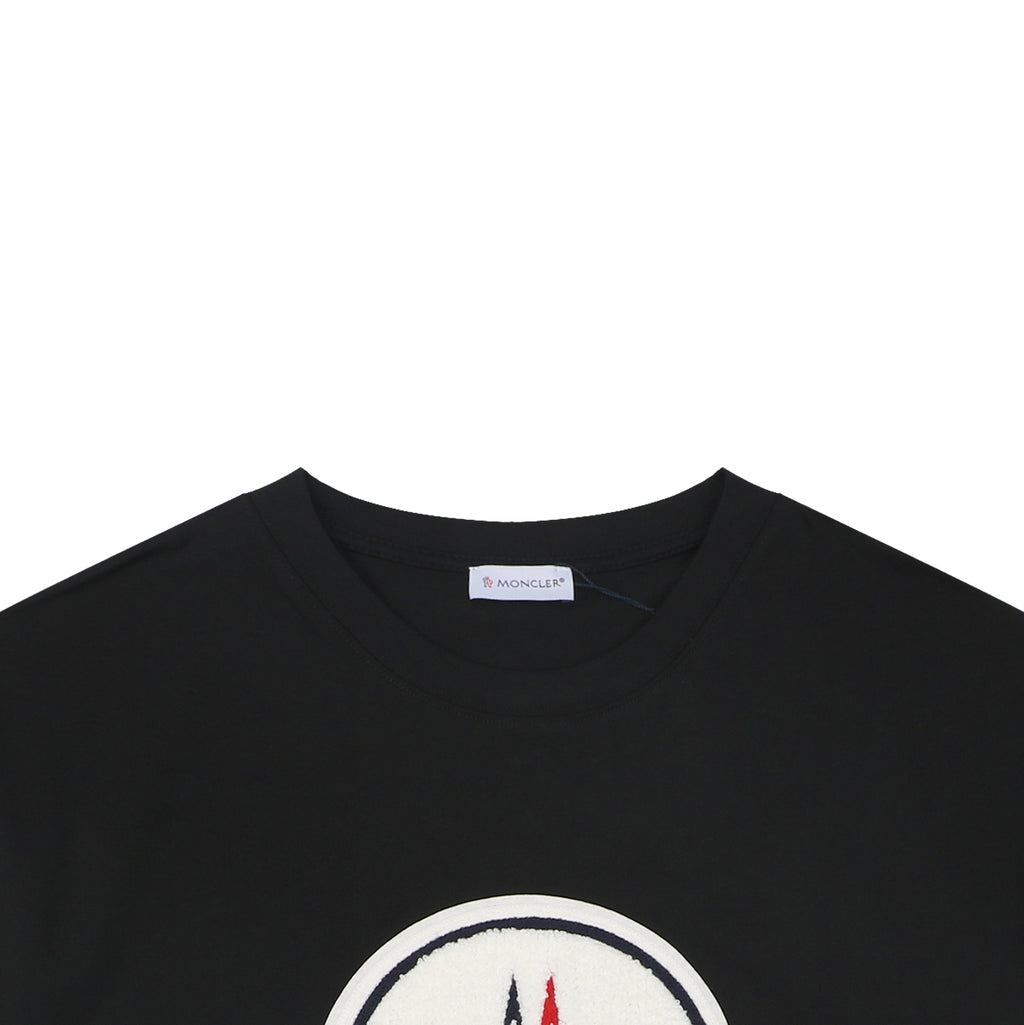Moncler Oversized M Badge Towel Embroidery Short Sleeve Tee — Black