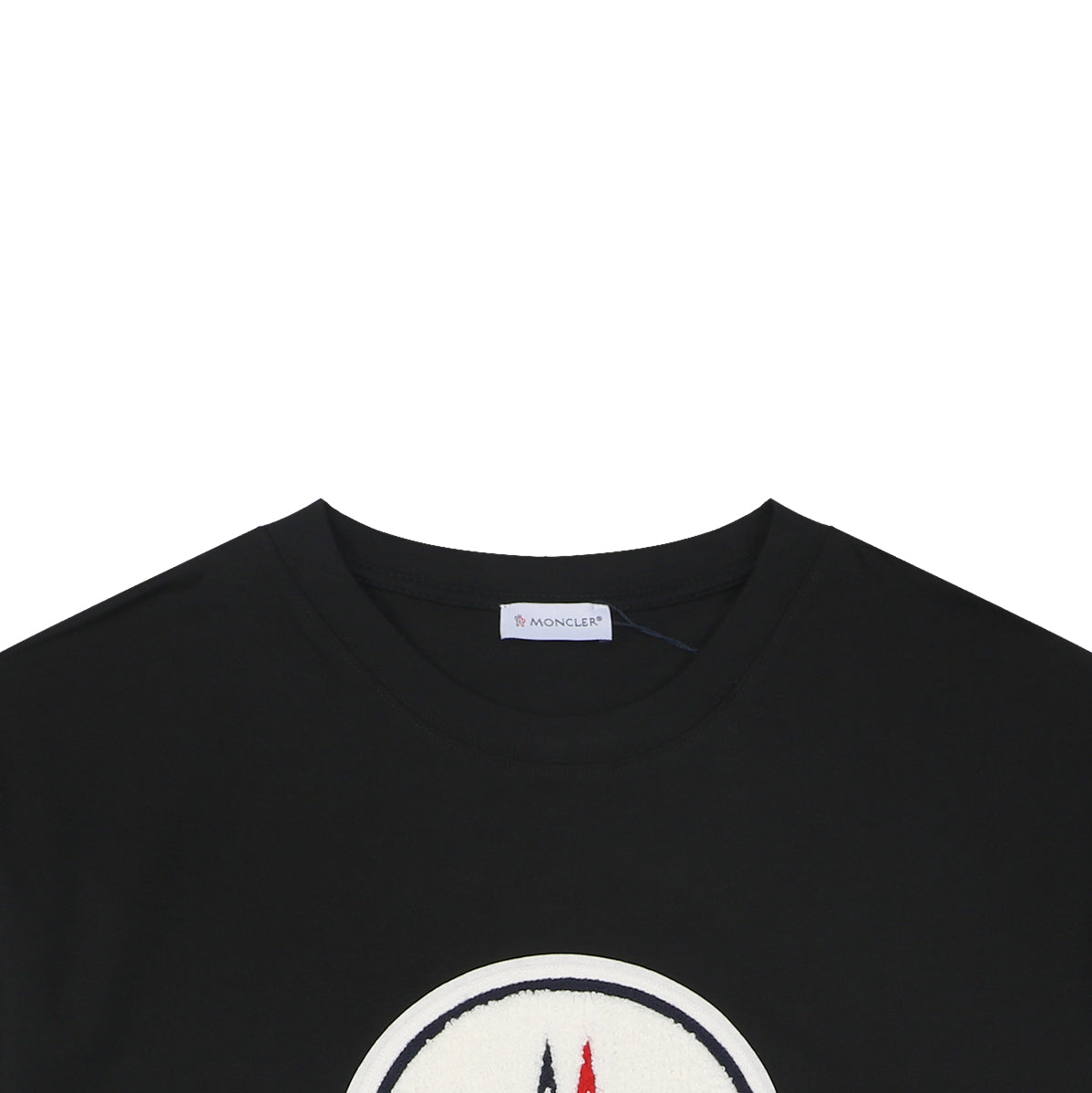 Moncler Oversized M Badge Towel Embroidery Short Sleeve Tee — Black