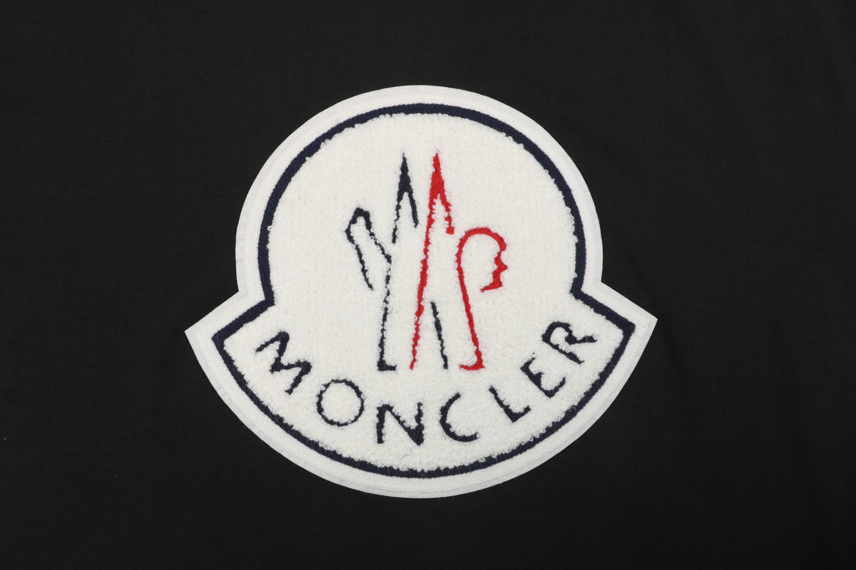 Moncler Oversized M Badge Towel Embroidery Short Sleeve Tee — Black