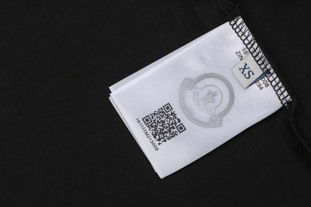 Moncler Oversized M Badge Towel Embroidery Short Sleeve Tee — Black