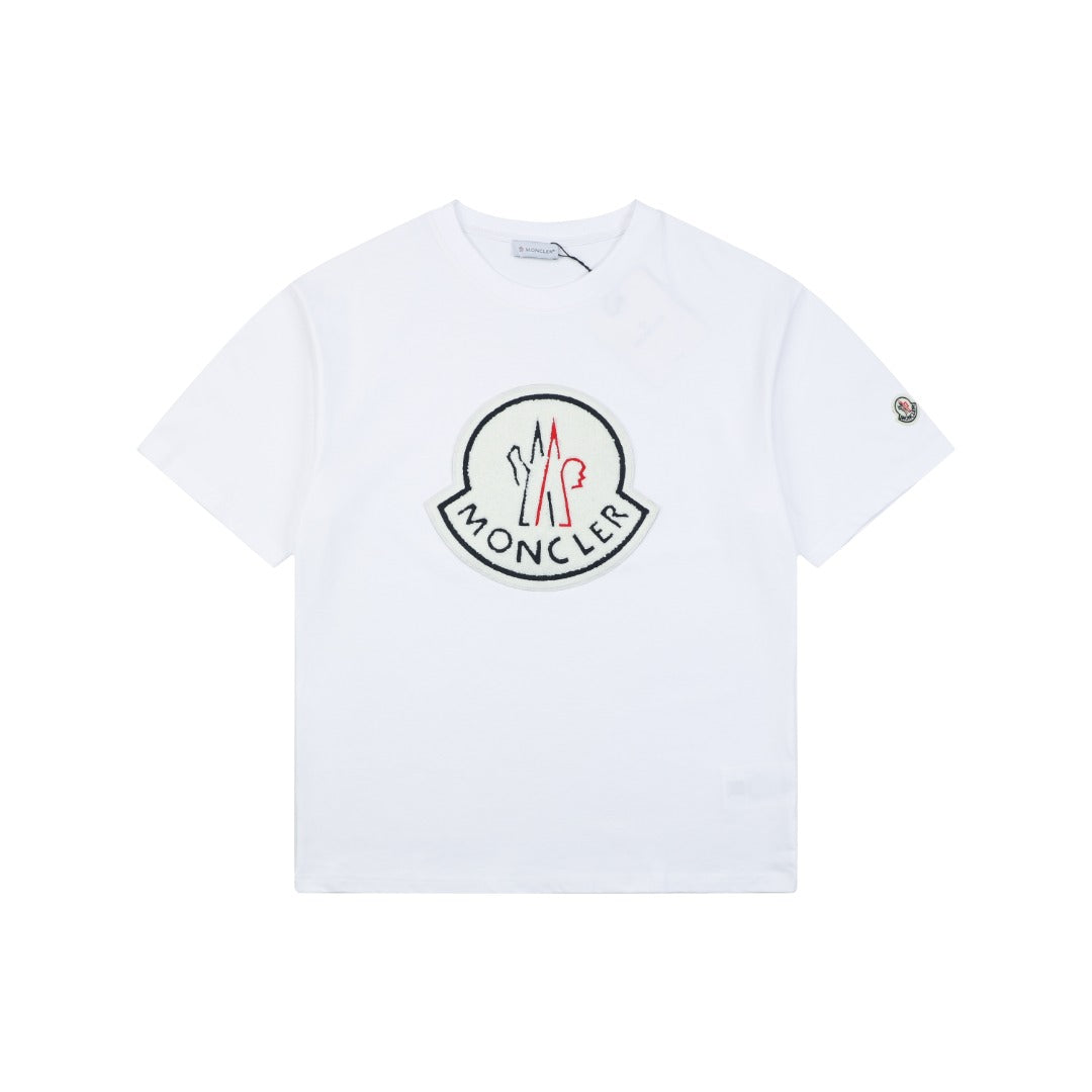 Moncler Oversized Circle Logo Towel Embroidery Short Sleeve Tee — White