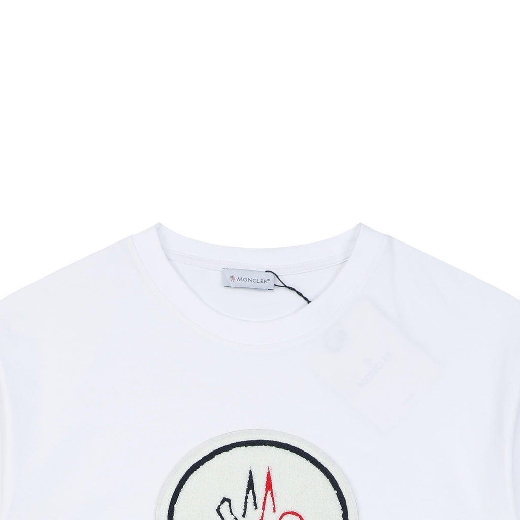 Moncler Oversized Circle Logo Towel Embroidery Short Sleeve Tee — White