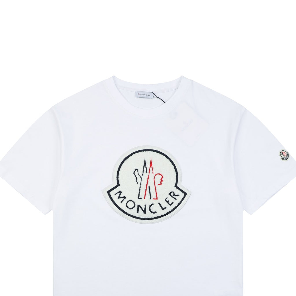 Moncler Oversized Circle Logo Towel Embroidery Short Sleeve Tee — White