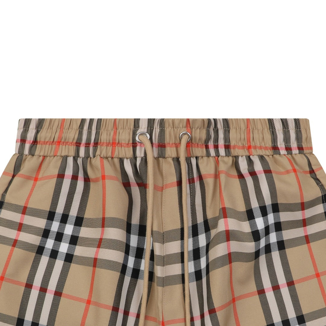 Burberry House Check Drawstring Shorts — Archive Camel