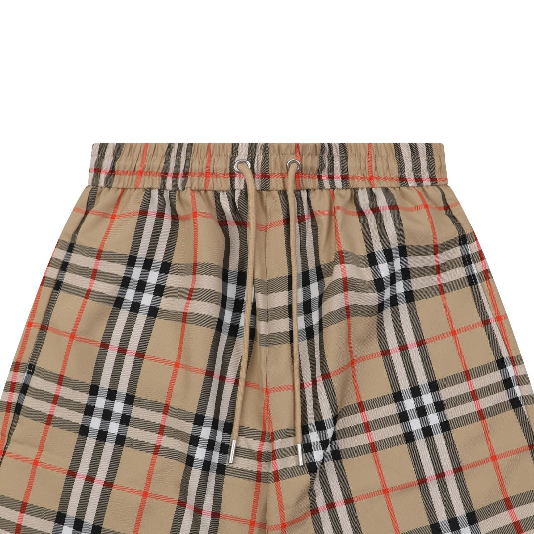 Burberry House Check Drawstring Shorts — Archive Camel
