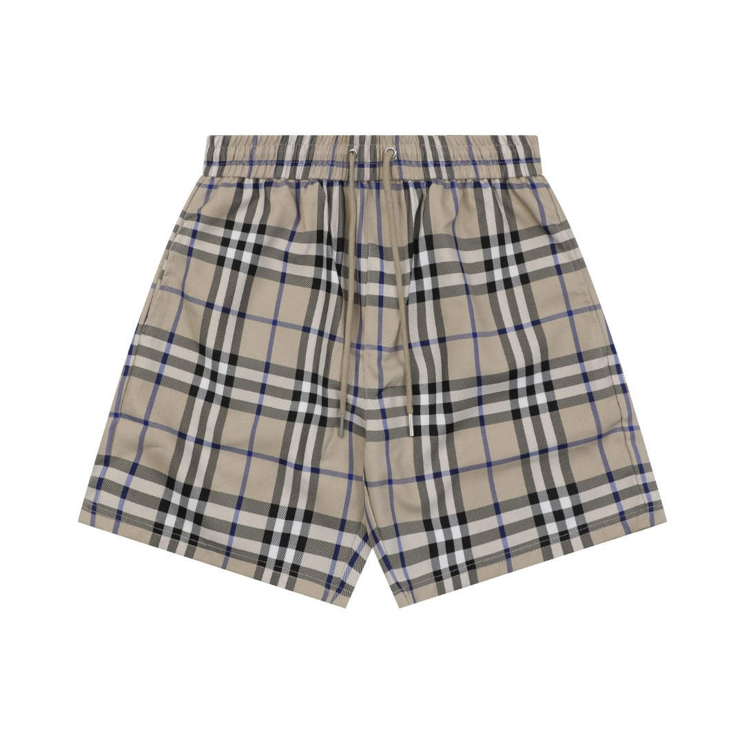 Burberry House Check Drawstring Shorts — Camel