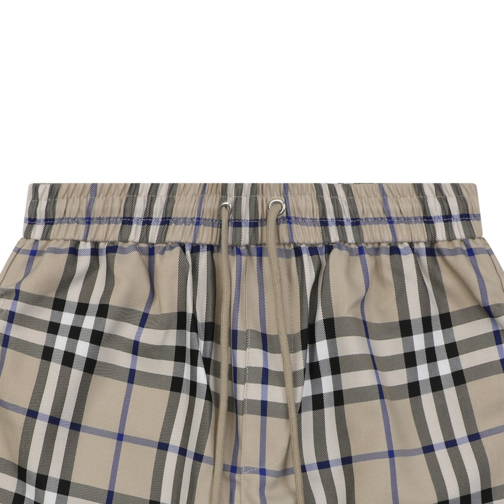 Burberry House Check Drawstring Shorts — Camel