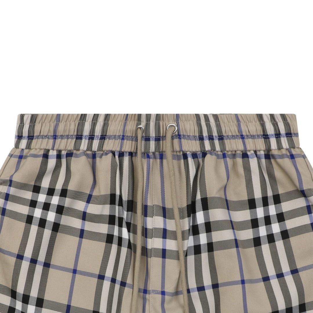 Burberry House Check Drawstring Shorts — Camel