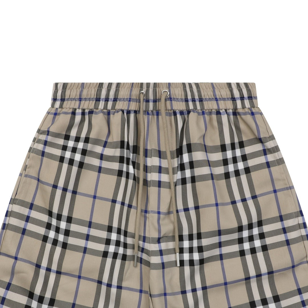 Burberry House Check Drawstring Shorts — Camel