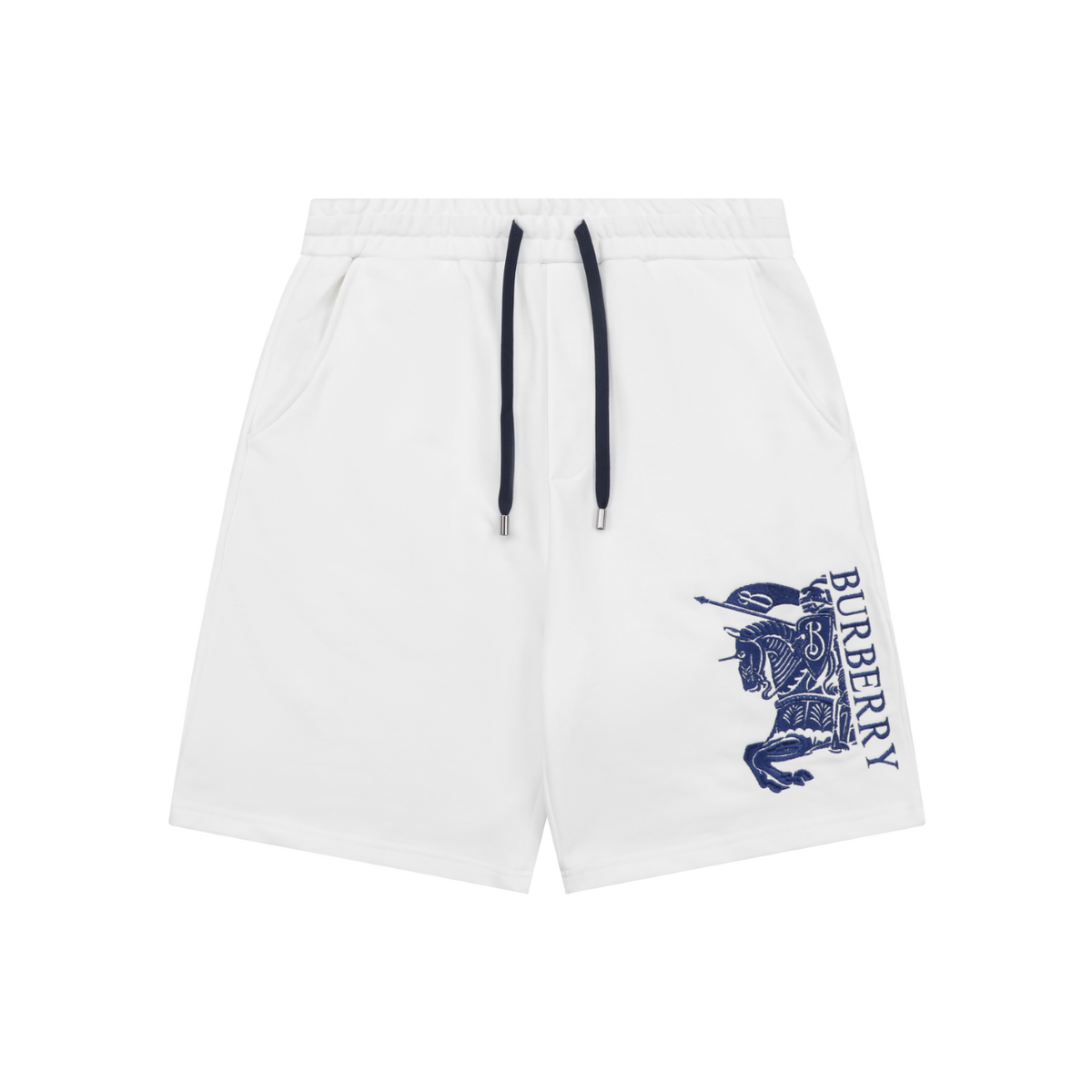 Burberry EKD Embroidered Drawstring Shorts — White Navy