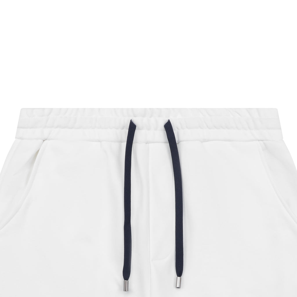 Burberry EKD Embroidered Drawstring Shorts — White Navy