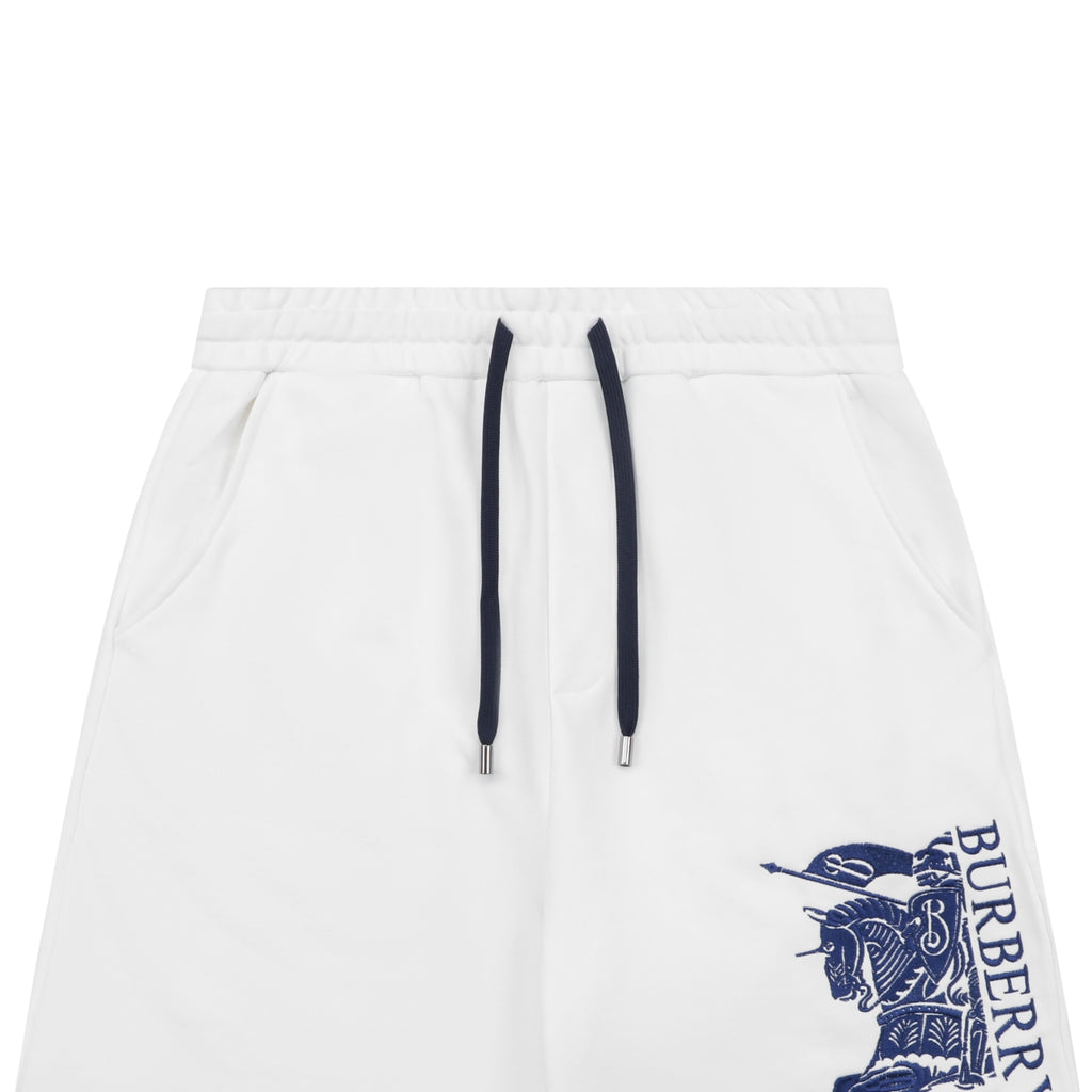 Burberry EKD Embroidered Drawstring Shorts — White Navy