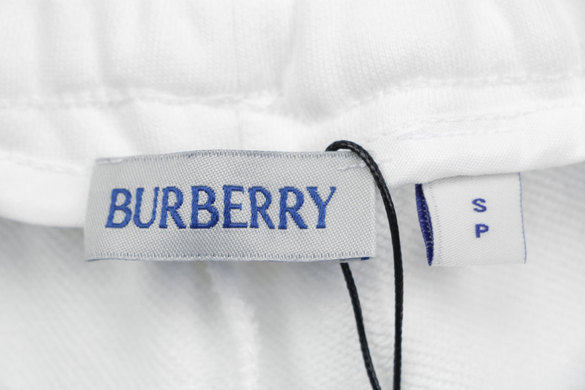 Burberry EKD Embroidered Drawstring Shorts — White Navy