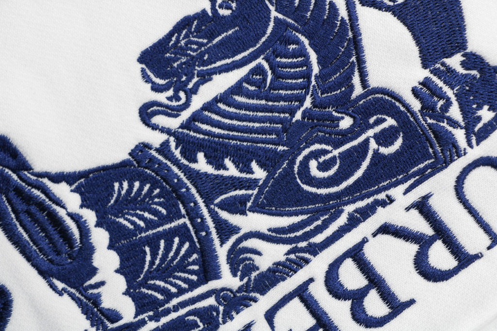 Burberry EKD Embroidered Drawstring Shorts — White Navy