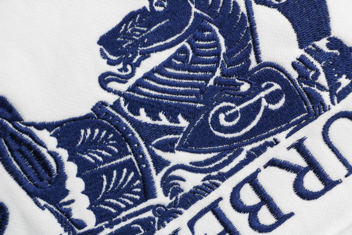 Burberry EKD Embroidered Drawstring Shorts — White Navy
