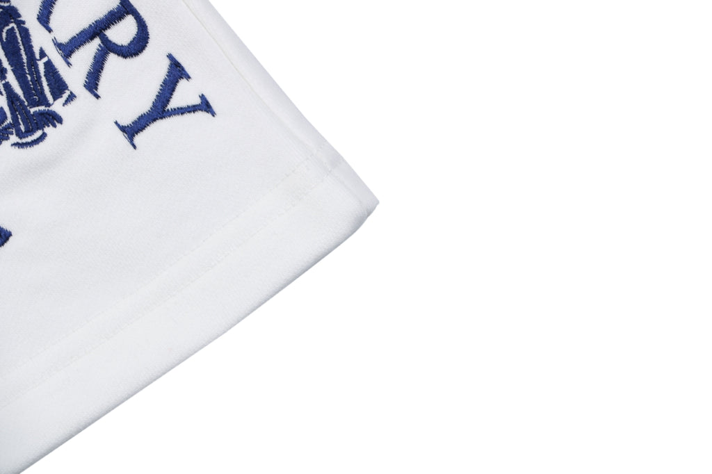 Burberry EKD Embroidered Drawstring Shorts — White Navy