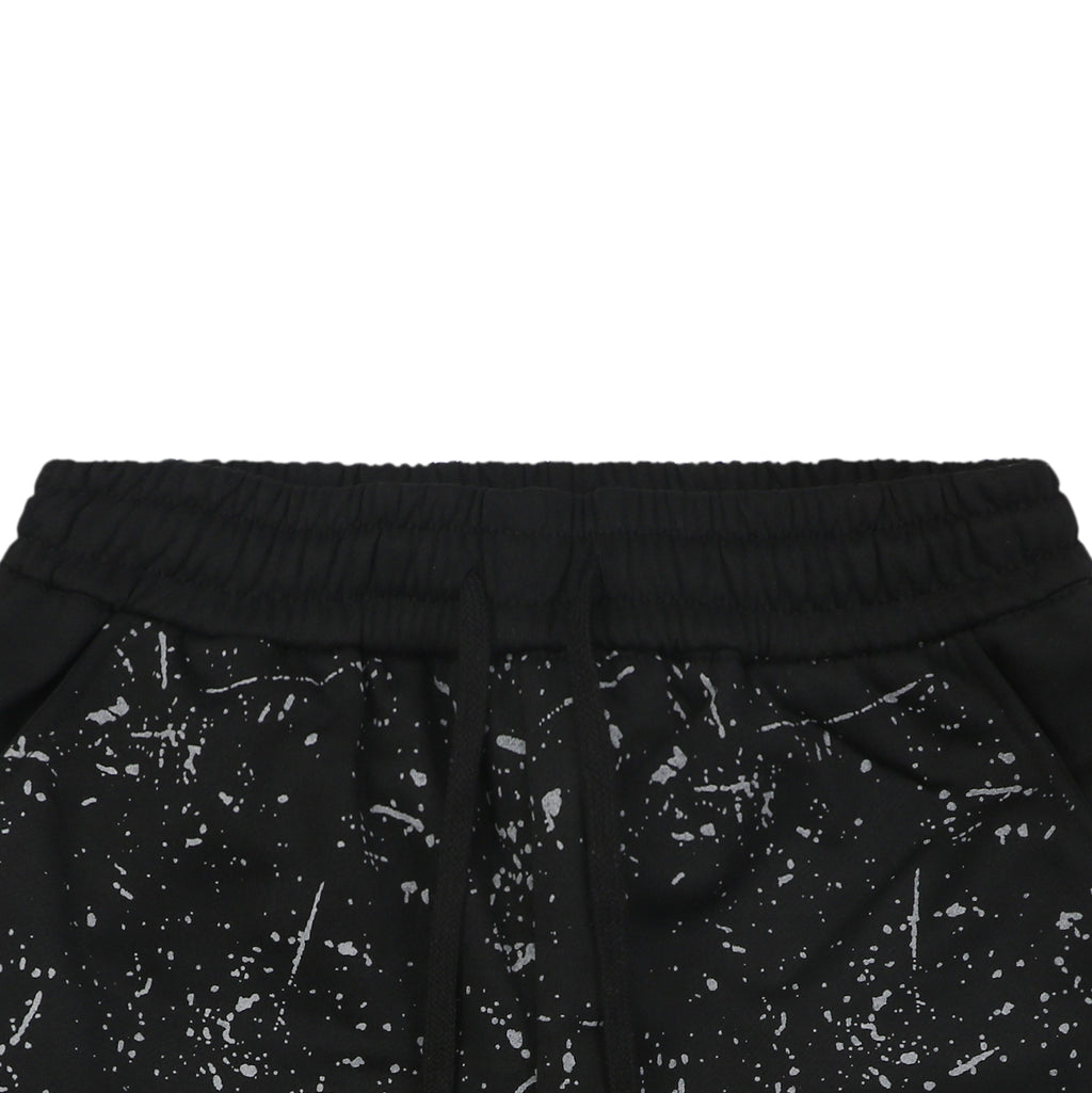 Chrome Hearts Ink Splash Sanskrit Cross Floral Shorts — Black