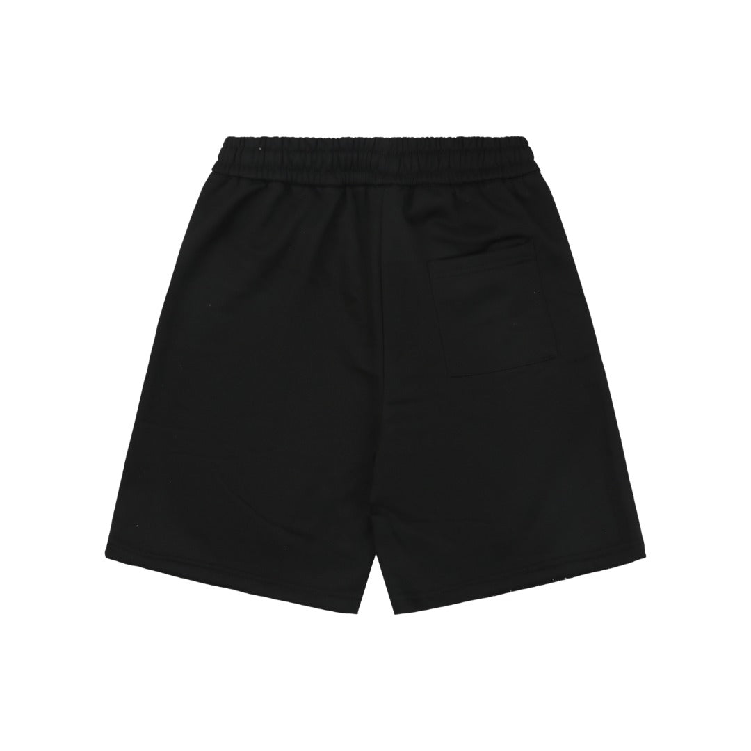 Chrome Hearts Ink Splash Sanskrit Cross Floral Shorts — Black