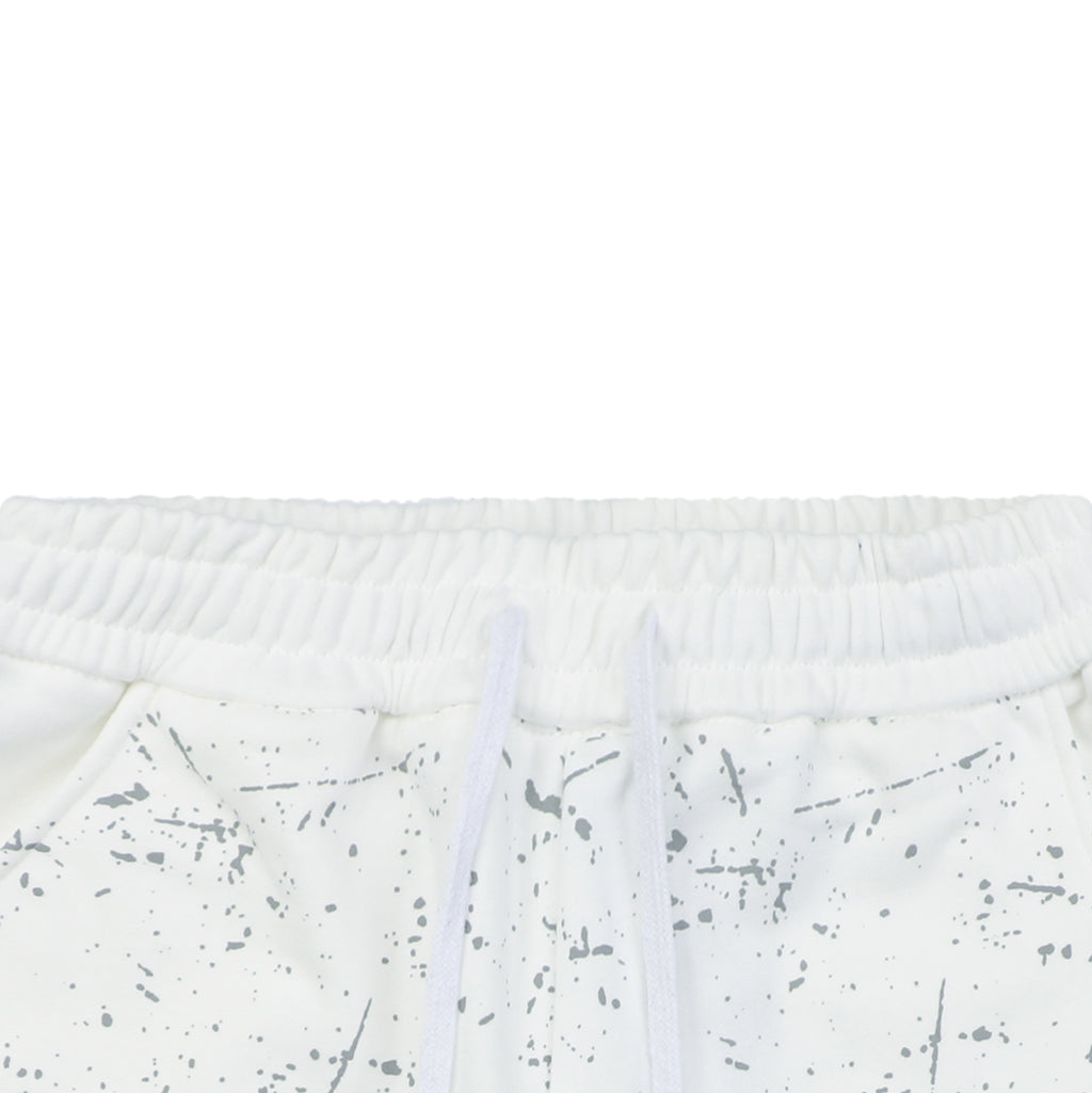 Chrome Hearts Ink Splash Sanskrit Cross Floral Shorts — White