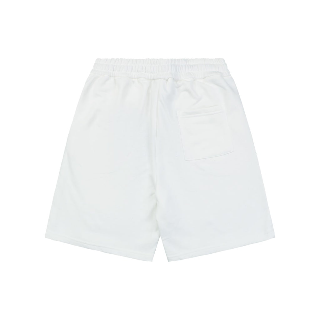Chrome Hearts Ink Splash Sanskrit Cross Floral Shorts — White