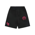 Chrome Hearts Pink Sanskrit Triple Cross Floral Embroidery Shorts — Black