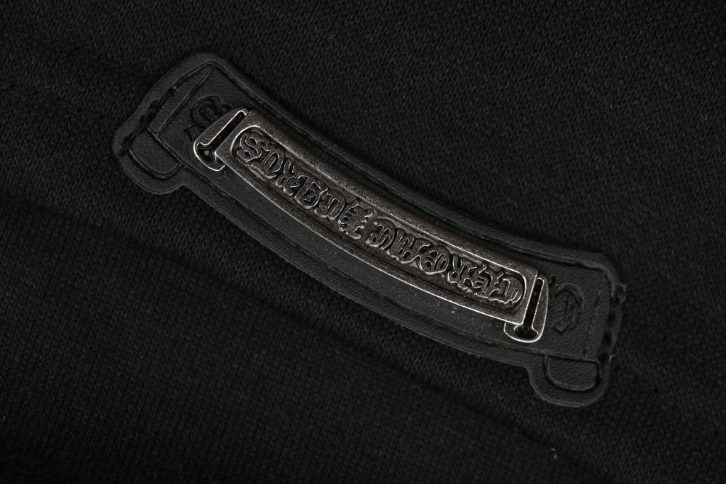 Chrome Hearts Pink Sanskrit Triple Cross Floral Embroidery Shorts — Black