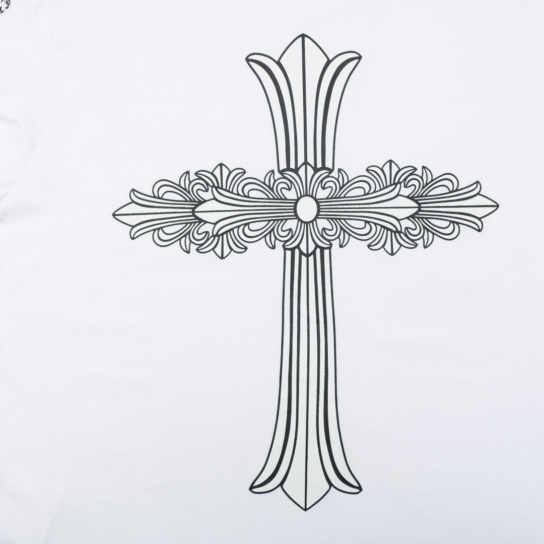 Chrome Hearts Grand Floral Cross Print Long-Sleeve Tee