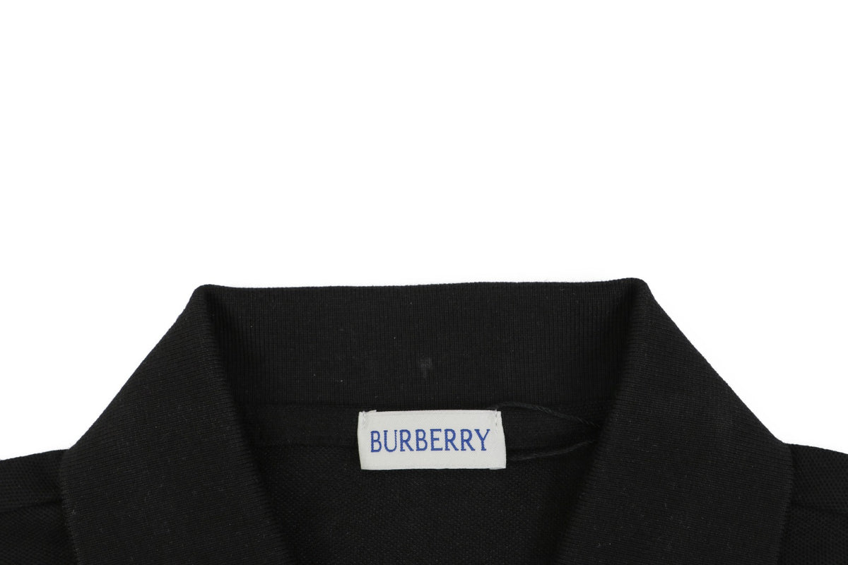Burberry Striped Equestrian Knight Embroidered Polo Shirt – Black