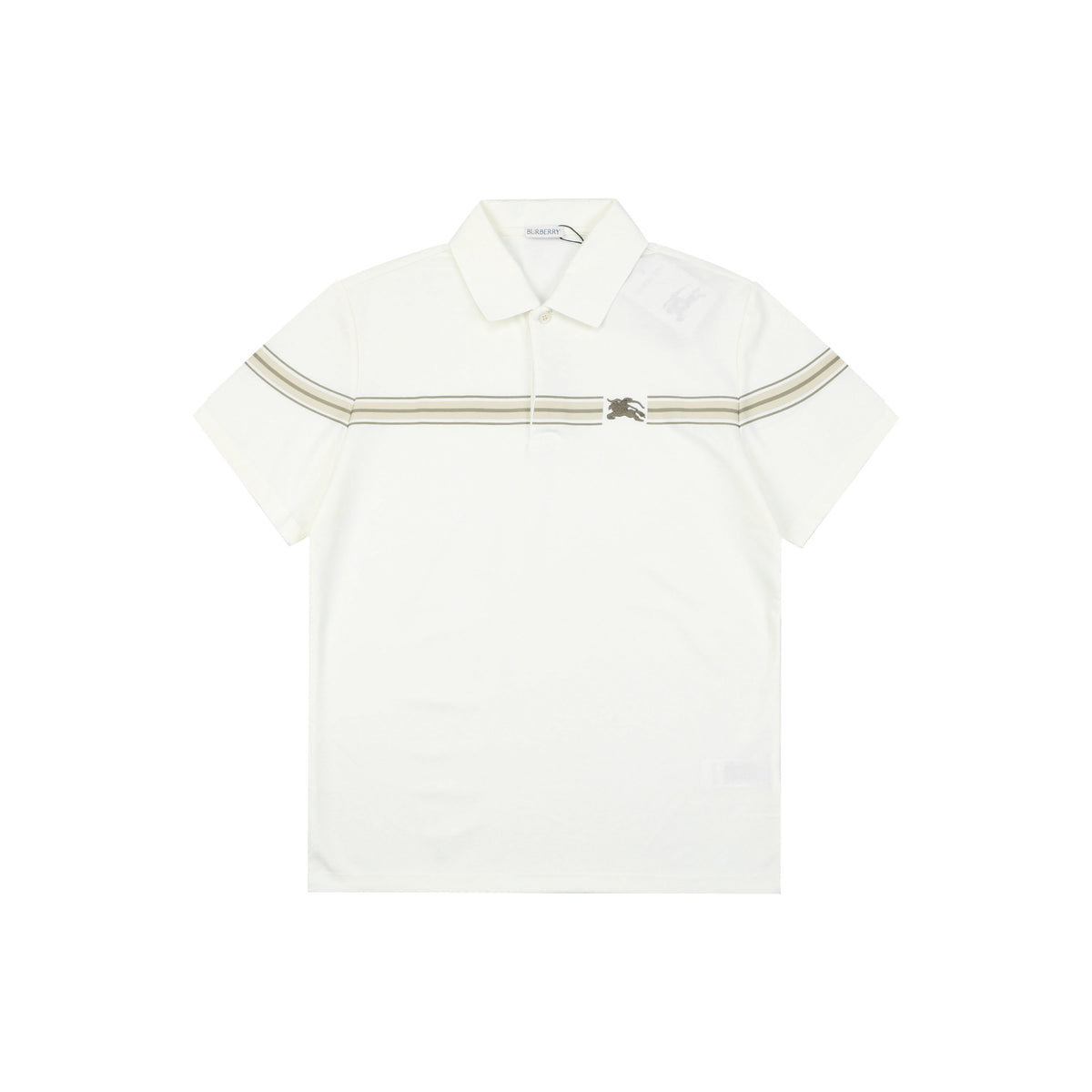 Burberry Stripe Equestrian Knight Embroidered Polo Short-Sleeve Shirt