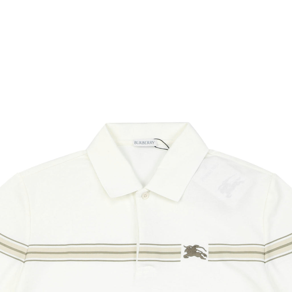 Burberry Stripe Equestrian Knight Embroidered Polo Short-Sleeve Shirt
