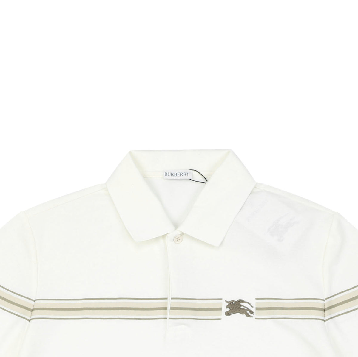 Burberry Stripe Equestrian Knight Embroidered Polo Short-Sleeve Shirt