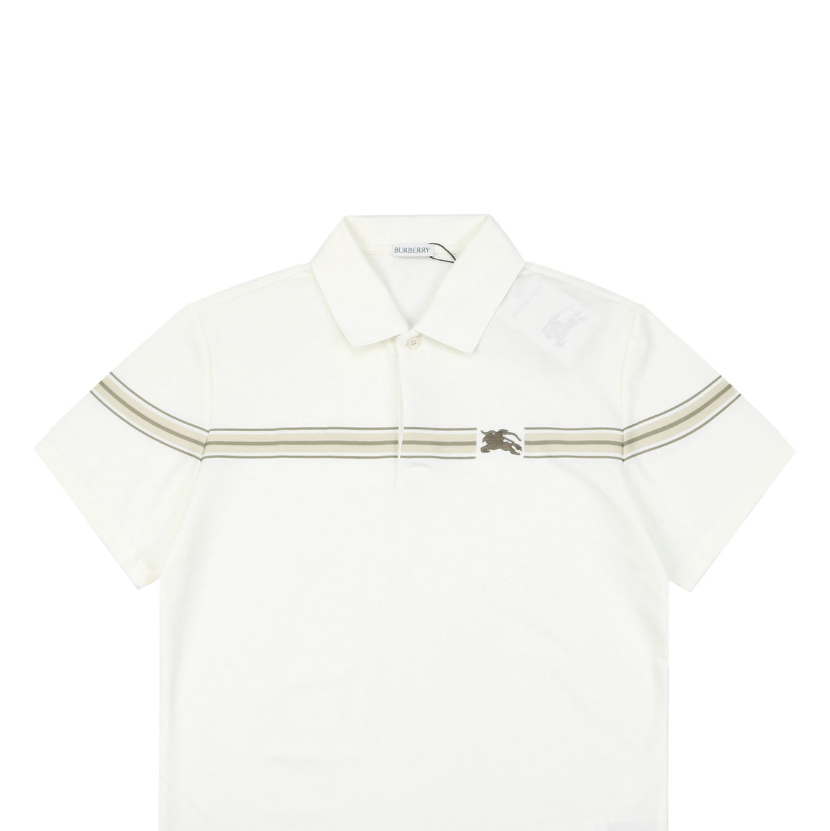 Burberry Stripe Equestrian Knight Embroidered Polo Short-Sleeve Shirt
