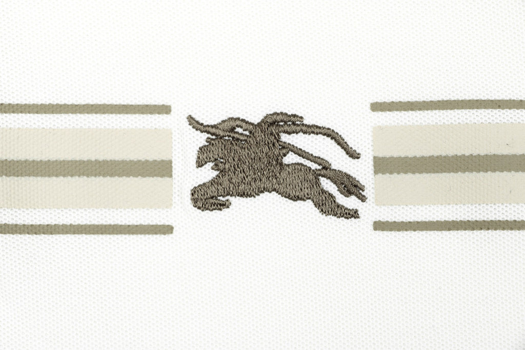 Burberry Stripe Equestrian Knight Embroidered Polo Short-Sleeve Shirt