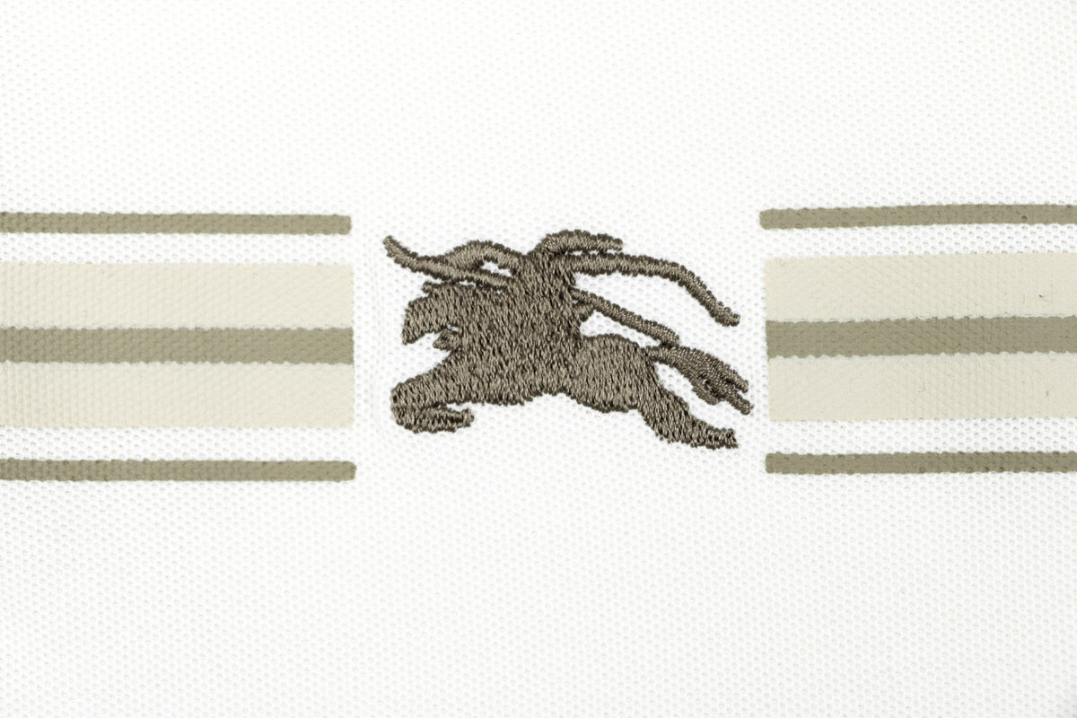 Burberry Stripe Equestrian Knight Embroidered Polo Short-Sleeve Shirt