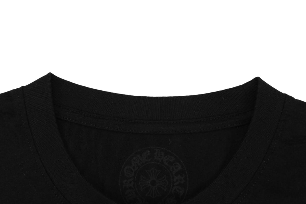 Chrome Hearts Pink Dagger Gothic Text Print Short Sleeve Tee – Black