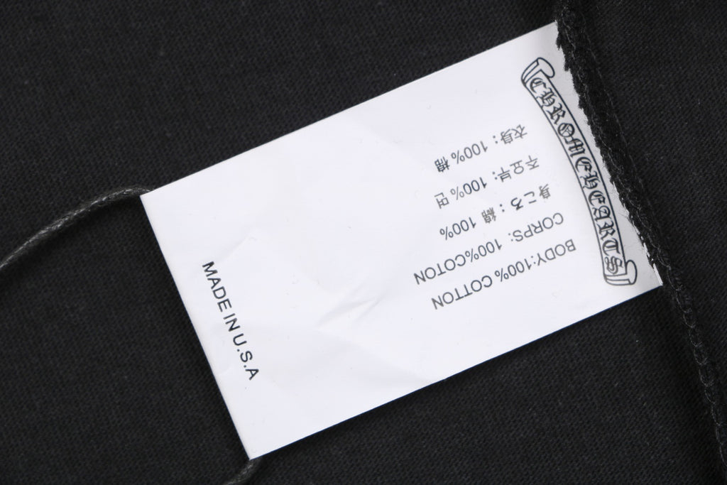Chrome Hearts Pink Dagger Gothic Text Print Short Sleeve Tee – Black