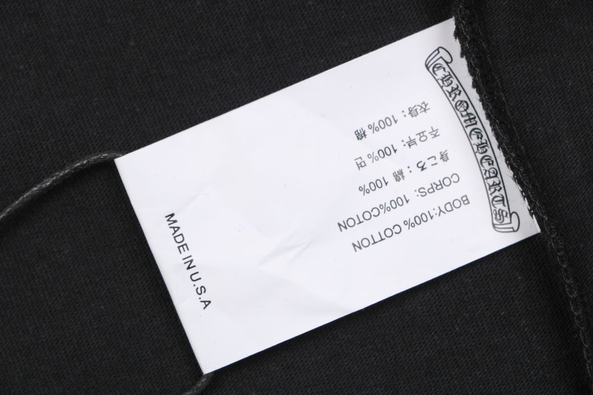 Chrome Hearts Pink Dagger Gothic Text Print Short Sleeve Tee – Black