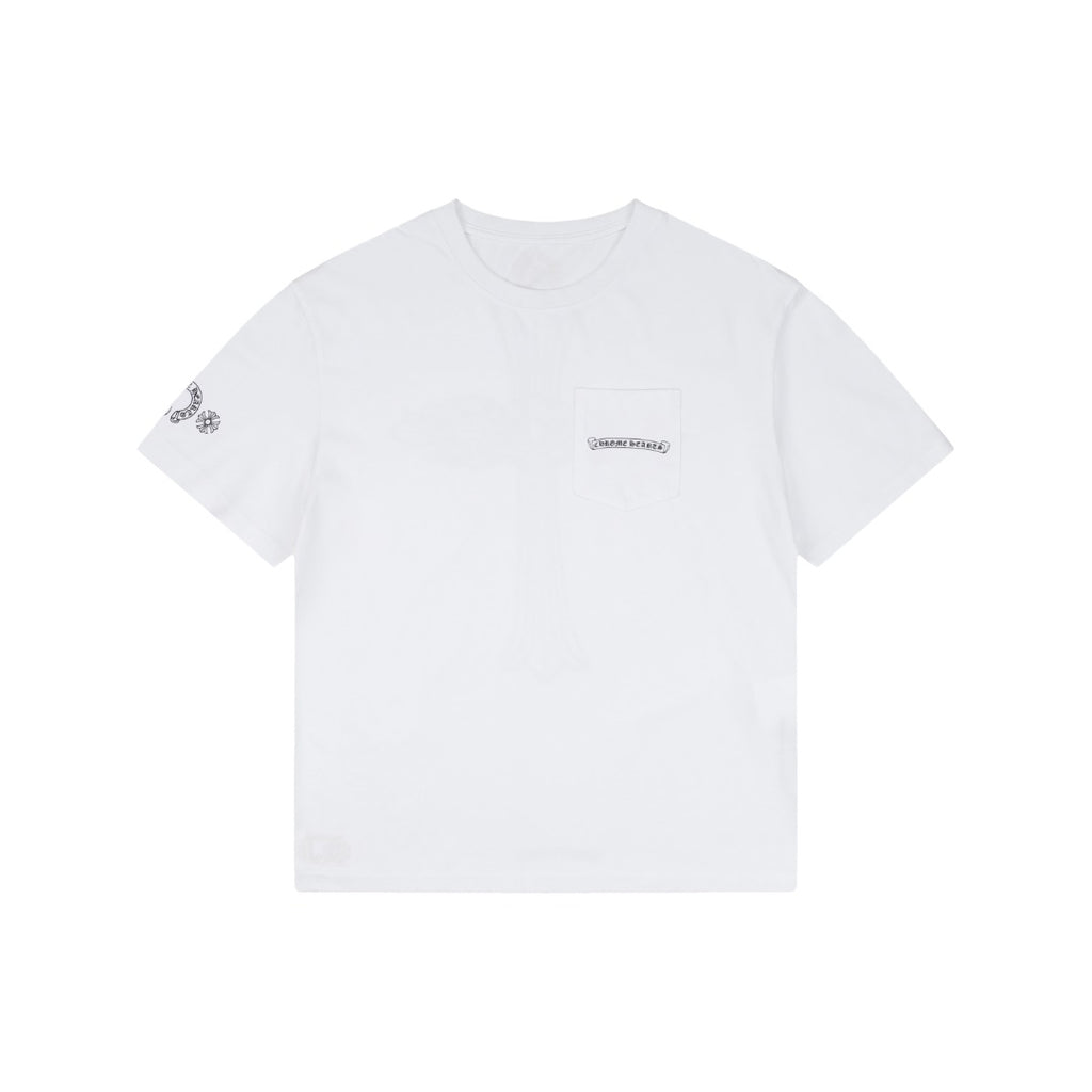 Chrome Hearts Pink Sword Gothic Text Print Short Sleeve Tee – Black