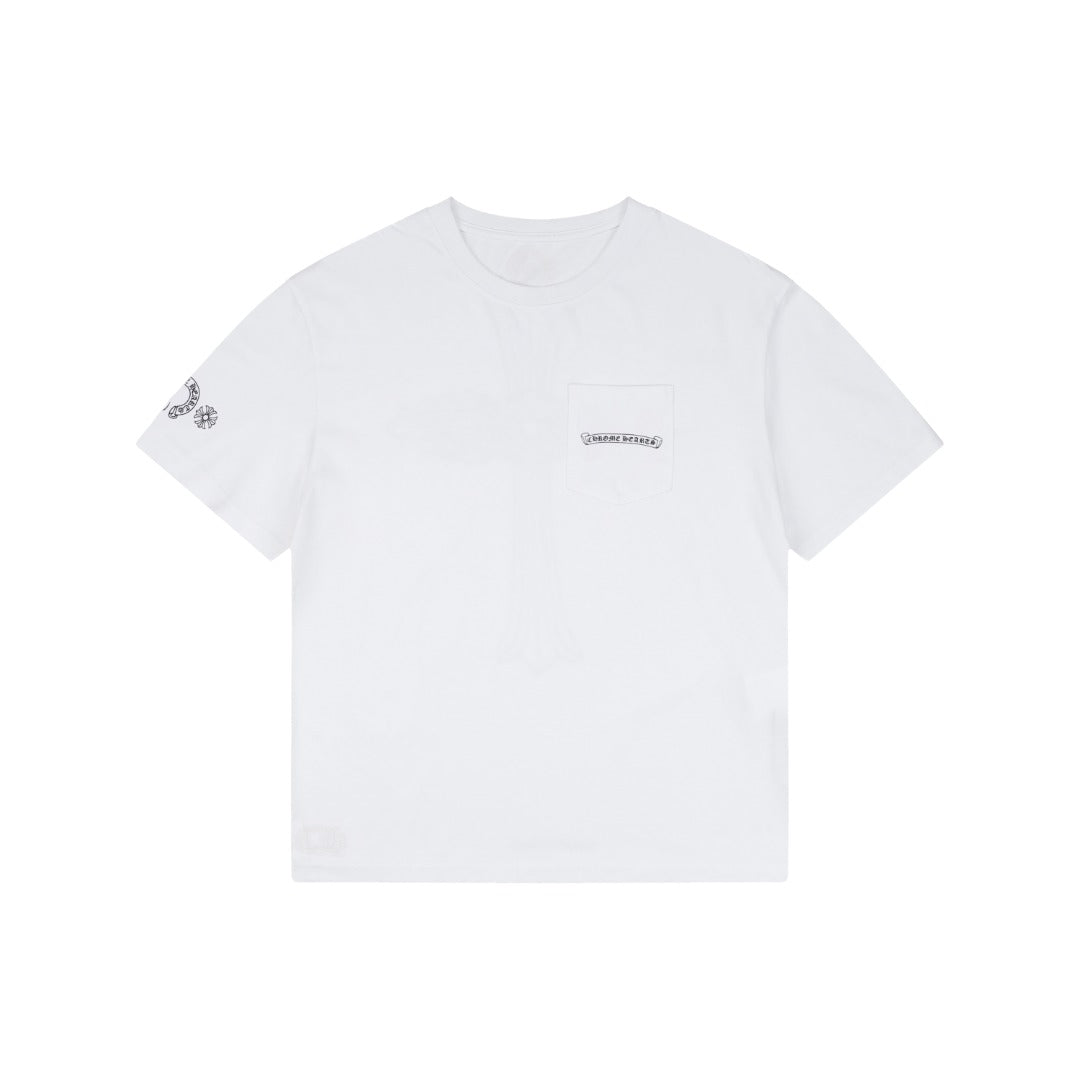 Chrome Hearts Pink Sword Gothic Text Print Short Sleeve Tee – Black