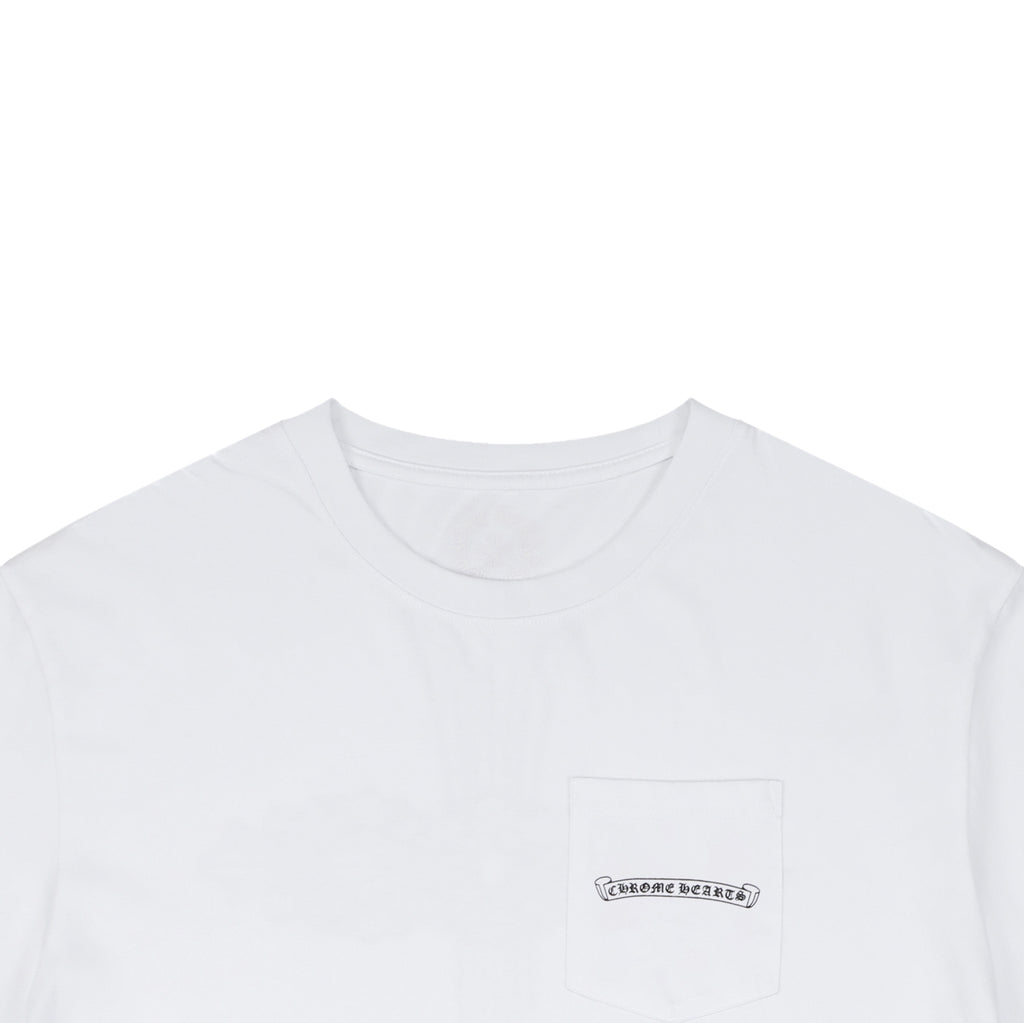 Chrome Hearts Pink Sword Gothic Text Print Short Sleeve Tee – Black