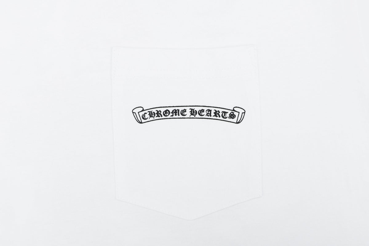 Chrome Hearts Pink Sword Gothic Text Print Short Sleeve Tee – Black