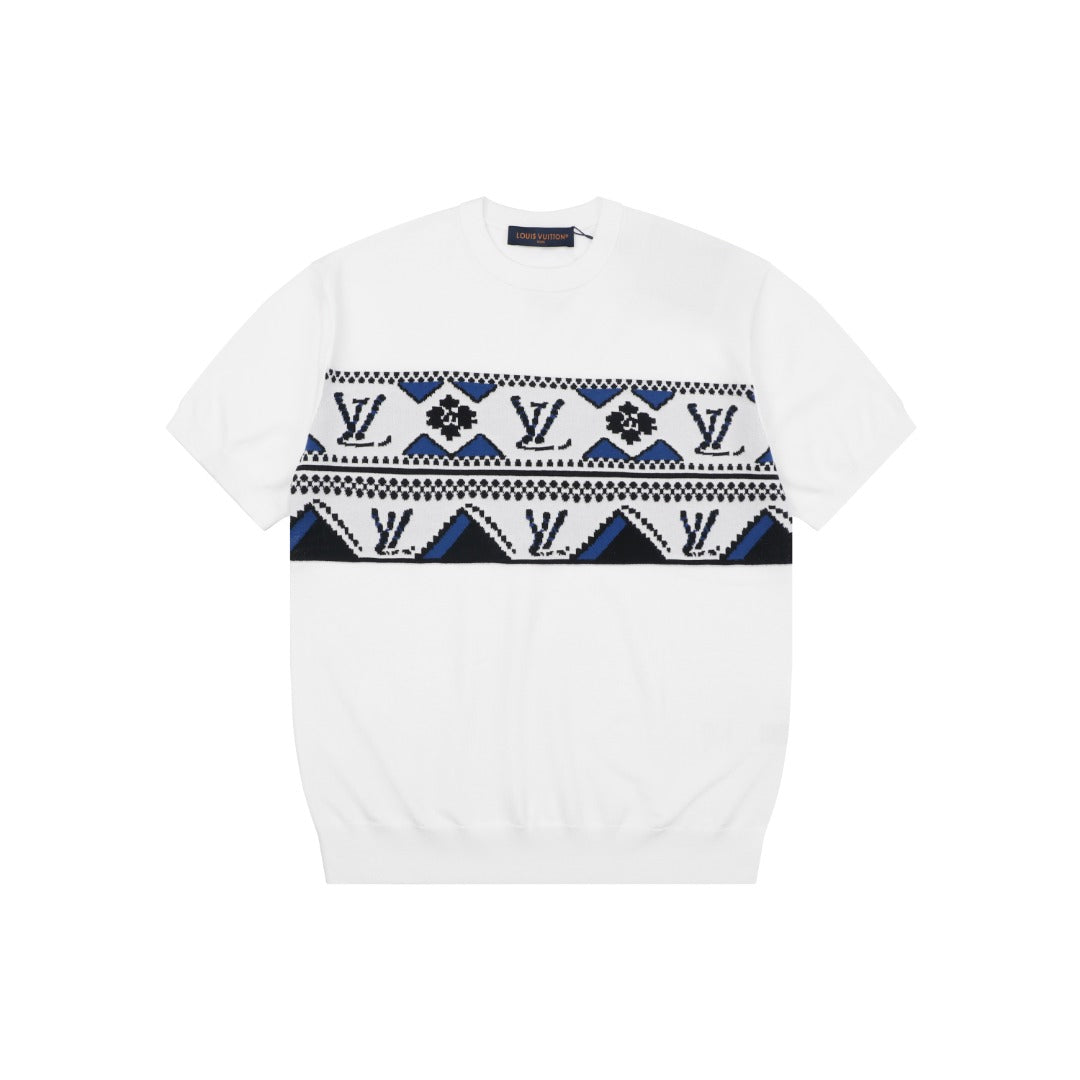 Louis Vuitton Monogram Jacquard Short Sleeve Tee – White
