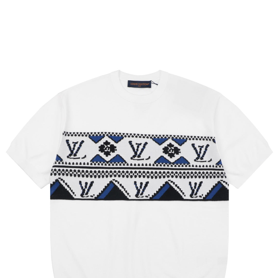 Louis Vuitton Monogram Jacquard Short Sleeve Tee – White