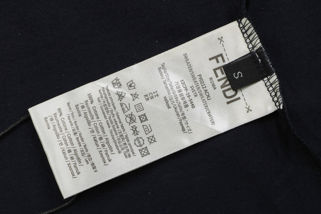 Fendi Colorblock Collar FF Embroidered Short Sleeve Tee – Navy