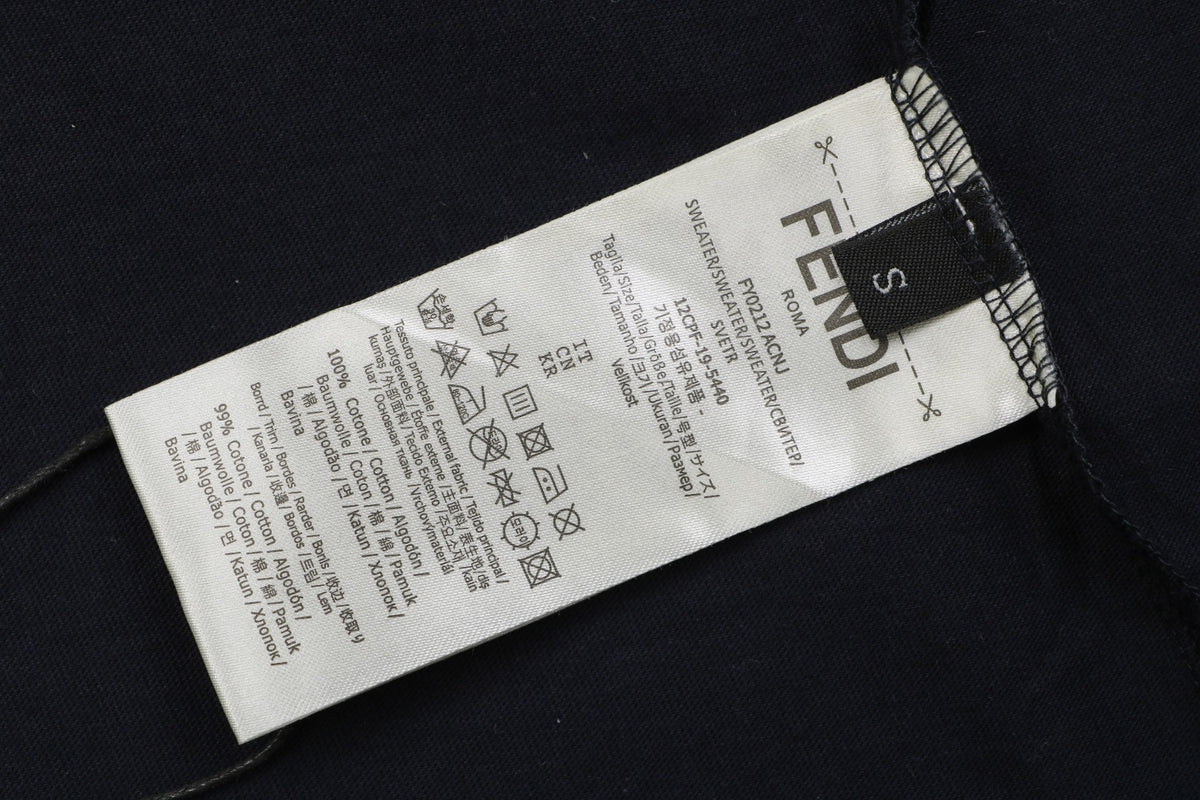 Fendi Colorblock Collar FF Embroidered Short Sleeve Tee – Navy