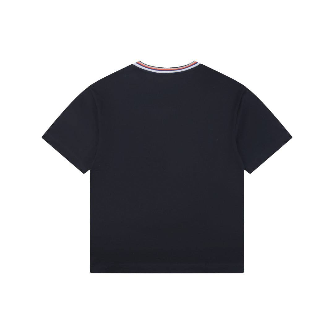 Fendi Colorblock Collar FF Embroidered Short Sleeve Tee – Navy