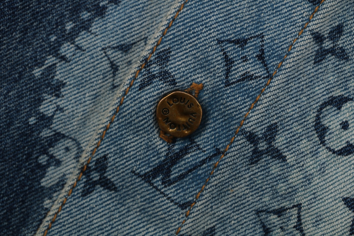 Louis Vuitton World Map Monogram Denim Short Sleeve Shirt