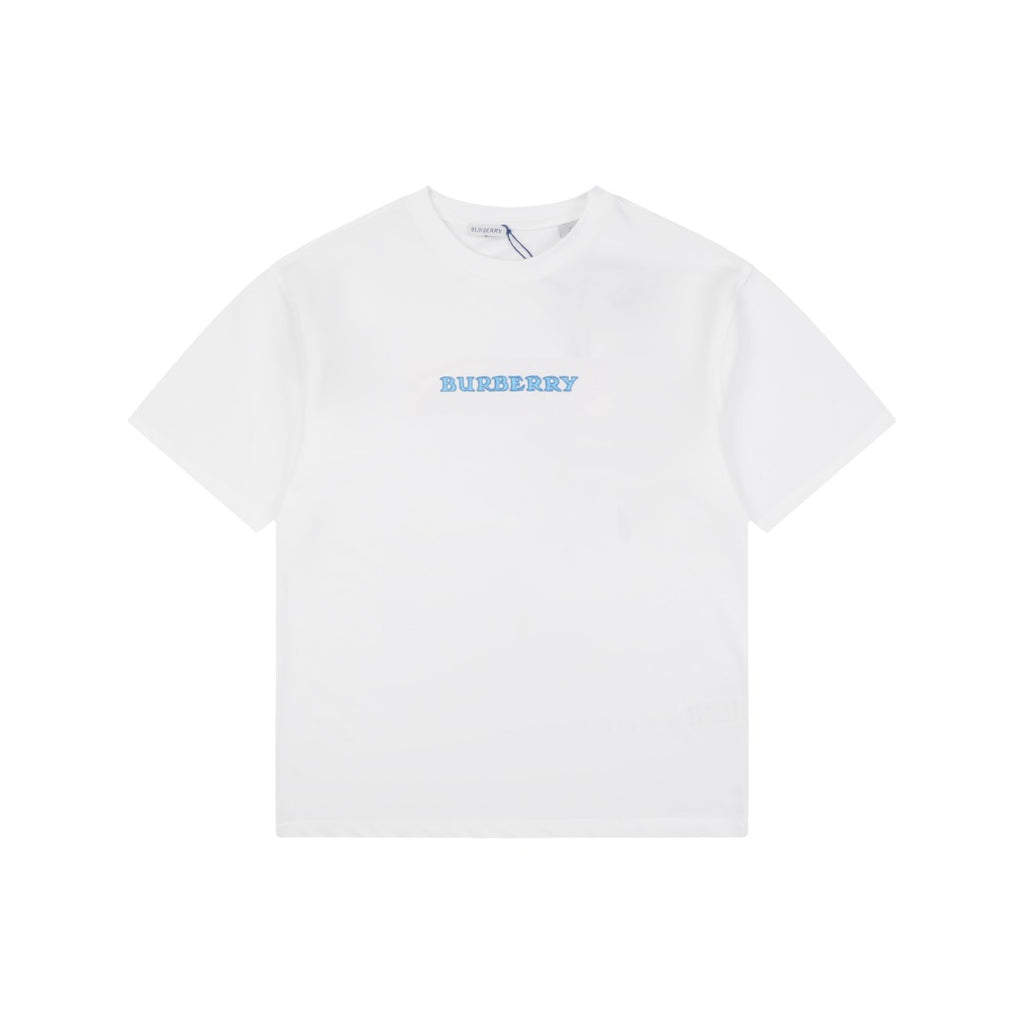 Burberry Wordmark Front Equestrian Knight Back Print Short Sleeve Tee – White